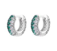 1 paire de boucles d'oreilles de 15 x 18 mm avec oxyde de zirconium incrusté de zircones cubiques faites à la main pour femme, Pierre