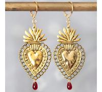 1 paire de boucles d'oreilles de bijoux avec cœur sacré vintage de couleur ru vec goutte de sang, motif cœur ajouré mystérieux, convient pour le port quotidien et les festivals, excellent cadeau p
