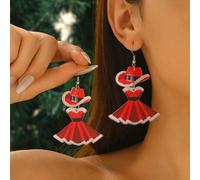 1 paire de boucles d'oreilles de costume sexy de Noël en acrylique pour fête de Noël, convient pour tenues de fête, peut être offert comme cadeau de Noël à la famille et aux amis Chapeau de Noël + bou