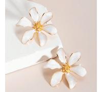 1 paire de boucles d'oreilles élégantes et minimalistes en émail blanc, rose, rouge, bordeaux, violet et vert avec 4, 5 ou 6 pétales, de style mode et raffiné, convenant pour un port quotidien, les va