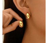 1 paire de boucles d'oreilles élégantes et petites en argent sterling 925, boucles d'oreilles plaquées or épaisses, fabriquées en argent et en or, avec un éclat élevé et un design de goutte lisse. Ce 