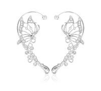 1 paire de boucles d'oreilles elfes en forme de papillon, boucles d'oreilles papillon non percées, bijoux elfes pour femmes, boucles d'oreilles en argent, conviennent pour les bals de fin d'année et