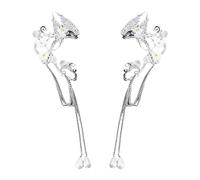 1 paire de boucles d'oreilles elfes à clip pour femme sans perçage - Boucles d'oreilles en argent pour femme - Ailes d'elfe - Convient pour le bal, le carnaval, les fêtes cosplay, 17,5 * 4,7 cm, Aucun