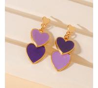 1 paire de boucles d'oreilles en alliage à deux couches en forme de cœur à la mode à l'européenne et à l'américaine avec effet de larmes d'huile, convenant pour l'été, les festivals et le port quotidi