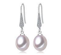 1 Paire De Boucles D'oreilles En Argent Sterling S925 Avec Perles D'eau Douce Argent