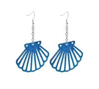 1 Paire De Boucles D'oreilles En Coquillage Bleu, Boucles D'oreilles à Pampilles, Boucles D'oreilles De Style Océan à Paillettes, Bijoux De Sirène, Vêtements Du Monde Sous-Marin Pour Femmes