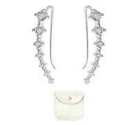 1 paire de boucles d'oreilles en cristal, 1 sac de rangement, boucles d'oreilles en argent S925, boucles d'oreilles pour femme, boucles d'oreilles à clips, créoles en zircone, 21 mm, Argent S925, Hao