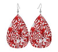 1 paire de boucles d'oreilles en cuir en forme de goutte d'eau pour femme - Motif sucre d'orge, Waterdrop Leather Earring