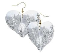 1 paire de boucles d'oreilles en cuir pour femme avec crochets de boucles d'oreilles pour l'hiver vieux câble de ski imprimé crochets de boucles d'oreilles adaptées pour les fêtes au quotidien, taille