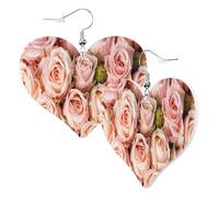 1 paire de boucles d'oreilles en cuir pour femme avec crochets de boucles d'oreilles roses imprimées roses adaptées pour les fêtes au quotidien, taille unique