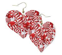 1 paire de boucles d'oreilles en cuir pour femme avec crochets en forme de canne à sucre d'orge, adaptées pour les fêtes et le quotidien, taille unique