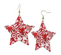 1 paire de boucles d'oreilles en cuir pour femme avec crochets en forme de canne à sucre d'orge, adaptées pour les fêtes et le quotidien, taille unique