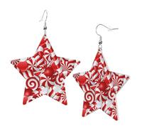 1 paire de boucles d'oreilles en cuir pour femme avec crochets en forme de canne à sucre d'orge, adaptées pour les fêtes et le quotidien, taille unique