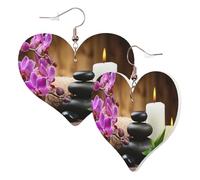 1 paire de boucles d'oreilles en cuir pour femme avec impression de pierres zen, convient pour les fêtes et le quotidien, taille unique