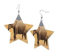 1 paire de boucles d'oreilles en cuir pour femme avec imprimé éléphant africain, convient pour les fêtes et le quotidien, taille unique