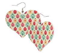 1 paire de boucles d'oreilles en cuir pour femme avec motif coccinelles et crochets de boucles d'oreilles en cuir pour fête au quotidien, taille unique