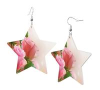 1 paire de boucles d'oreilles en cuir pour femme avec motifs roses roses - Crochets de boucles d'oreilles - Convient pour une fête ou un usage quotidien, taille unique