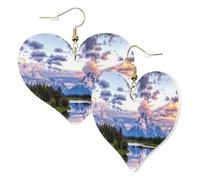 1 paire de boucles d'oreilles en cuir pour femme Grand Teton National Park avec crochets de boucles d'oreilles en cuir pour fête, usage quotidien, taille unique