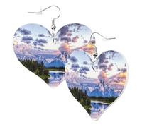 1 paire de boucles d'oreilles en cuir pour femme Grand Teton National Park avec crochets de boucles d'oreilles en cuir pour fête, usage quotidien, taille unique