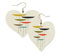 1 paire de boucles d'oreilles en cuir pour femme - Impression moderne du milieu du siècle - Crochets de boucles d'oreilles - Convient pour les fêtes et le quotidien, taille unique