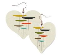 1 paire de boucles d'oreilles en cuir pour femme - Impression moderne du milieu du siècle - Crochets de boucles d'oreilles - Convient pour les fêtes et le quotidien, taille unique