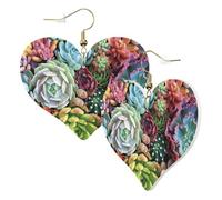 1 paire de boucles d'oreilles en cuir pour femme - Jolies plantes grasses - Crochets de boucles d'oreilles - Convient pour une fête ou un usage quotidien, taille unique