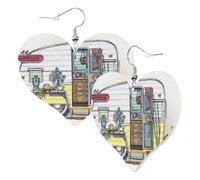 1 paire de boucles d'oreilles en cuir pour femme - Motif campeurs heureux - Convient pour une fête ou un usage quotidien, taille unique