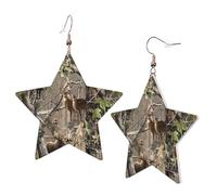 1 paire de boucles d'oreilles en cuir pour femme - Motif cerf, ours, élan, crochet - Convient pour les fêtes au quotidien, taille unique