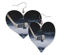 1 paire de boucles d'oreilles en cuir pour femme Motif crosse de hockey Convient pour les fêtes au quotidien, taille unique