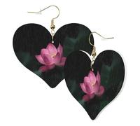 1 paire de boucles d'oreilles en cuir pour femme - Motif fleur de lotus - Crochets de boucles d'oreilles en cuir - Convient pour les fêtes et le quotidien, taille unique
