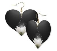 1 paire de boucles d'oreilles en cuir pour femme - Motif fleur de lotus, taille unique