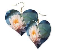 1 paire de boucles d'oreilles en cuir pour femme - Motif fleurs de lotus, taille unique