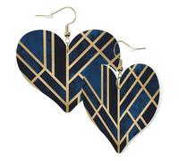 1 paire de boucles d'oreilles en cuir pour femme - Motif géométrique abstrait rayé - Crochets de boucles d'oreilles en cuir - Convient pour les fêtes au quotidien, taille unique