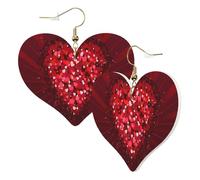 1 paire de boucles d'oreilles en cuir pour femme - Motif Happy Valentine's Day - Avec crochets de boucles d'oreilles en cuir - Convient pour les fêtes et le, taille unique
