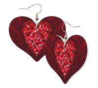 1 paire de boucles d'oreilles en cuir pour femme - Motif Happy Valentine's Day - Avec crochets de boucles d'oreilles en cuir - Convient pour les fêtes et le, taille unique