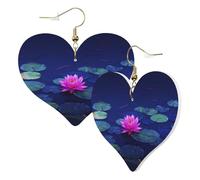 1 paire de boucles d'oreilles en cuir pour femme - Motif lotus lumineux - Convient pour une fête ou un usage quotidien, taille unique