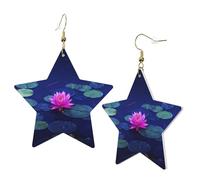 1 paire de boucles d'oreilles en cuir pour femme - Motif lotus lumineux - Convient pour une fête ou un usage quotidien, taille unique