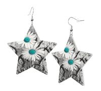 1 paire de boucles d'oreilles en cuir pour femme - Motif marguerites - Convient pour une fête ou un usage quotidien, taille unique