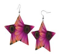 1 paire de boucles d'oreilles en cuir pour femme - Motif marguerites roses - Crochets de boucles d'oreilles - Convient pour les fêtes et le quotidien, taille unique