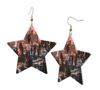 1 paire de boucles d'oreilles en cuir pour femme Motif palmiers de Los Angeles - Crochets de boucles d'oreilles - Convient pour les fêtes au quotidien, taille unique