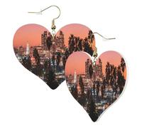 1 paire de boucles d'oreilles en cuir pour femme Motif palmiers Los Angeles avec crochets pour fête au quotidien, taille unique