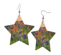 1 paire de boucles d'oreilles en cuir pour femme - Motif paysage du Texas Bluebonnets - Convient pour les fêtes au quotidien, taille unique