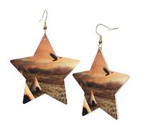 1 paire de boucles d'oreilles en cuir pour femme - Motif tribus amérindiennes - Convient pour une fête ou un usage quotidien, taille unique