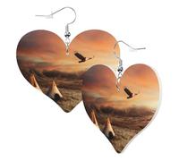 1 paire de boucles d'oreilles en cuir pour femme, motif tribus amérindiennes, crochets de boucles d'oreilles en cuir, adaptées pour les fêtes, au quotidien, taille unique