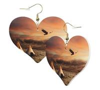 1 paire de boucles d'oreilles en cuir pour femme, motif tribus amérindiennes, crochets de boucles d'oreilles en cuir, adaptées pour les fêtes, au quotidien, taille unique