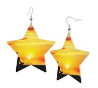1 paire de boucles d'oreilles en cuir pour femme - Pour yoga, méditation - Avec crochets - Convient pour une fête ou un usage quotidien, taille unique