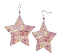 1 paire de boucles d'oreilles en cuir pour femme - Texture marbre rose - Crochets de boucles d'oreilles - Convient pour les fêtes et le quotidien, taille unique