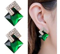 1 Paire De Boucles D'oreilles En Diamant Géométrique En Forme De Strass Pour Femmes, Boucles D'oreilles De Mode Populaires Européennes Et Américaines, Décoration D'oreille Noire Comme Cadeau D'anniver