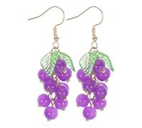 1 paire de boucles d'oreilles en forme de raisin pour fille - Boucles d'oreilles en forme de fruit - Accessoire décoratif - Personnalisable - Rougir - Décorer - Bijoux en plastique, 5x2cm, résine, Pas