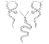 1 Paire De Boucles D'Oreilles En Forme De Serpent Et 1 Collier En Forme De Serpent, Bijoux Personnalisés Tendance, Boucles D'Oreilles Mode Rétro, Collier Pendentif Punk, Bijoux Gothiques